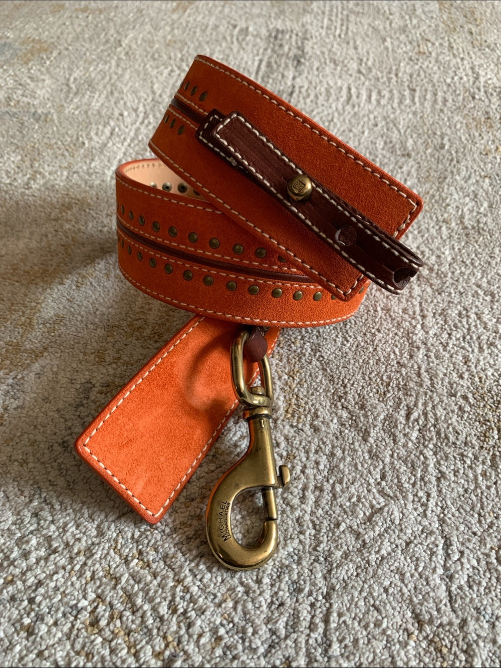 Michael Kors Orange Leather Studded women belt size small